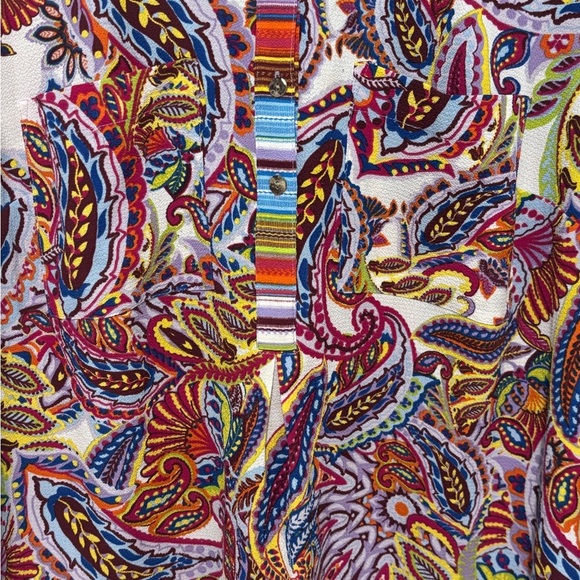 Fig and Flower Boho Flowy 3/4 Sleeve Tunic Top Paisley/Stripe Pattern size 2x - Picture 2 of 7